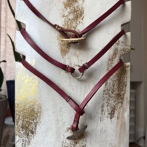 Red leather and gold choker